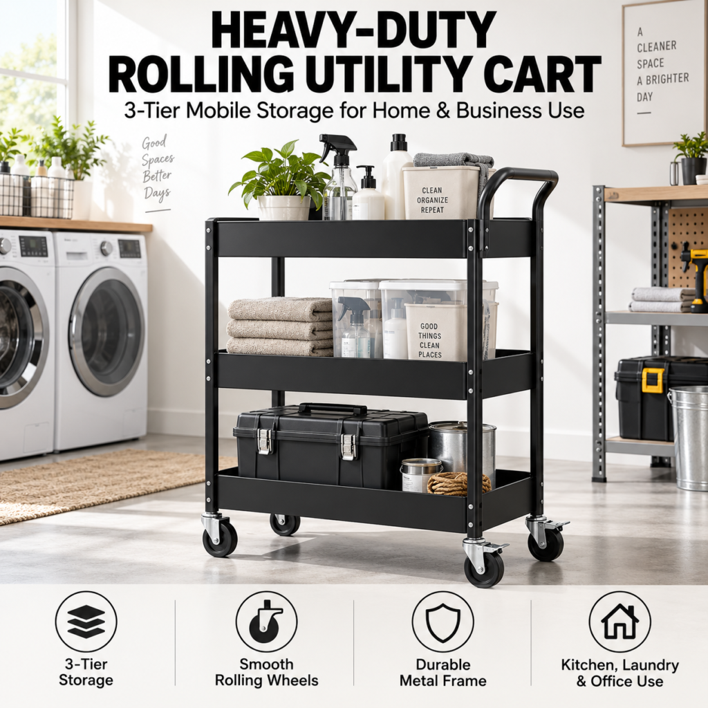Heavy-Duty Rolling Utility Cart 82835c98 0ec5 4960 aefc e56107f141c3